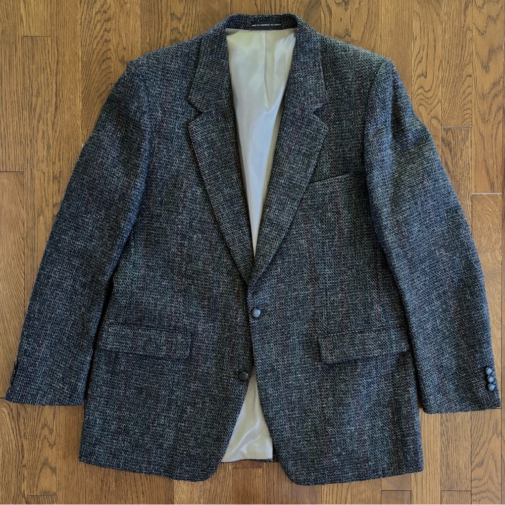 Men's Classic Gray Tweed Blazer - Stylish Two-Button Jacket